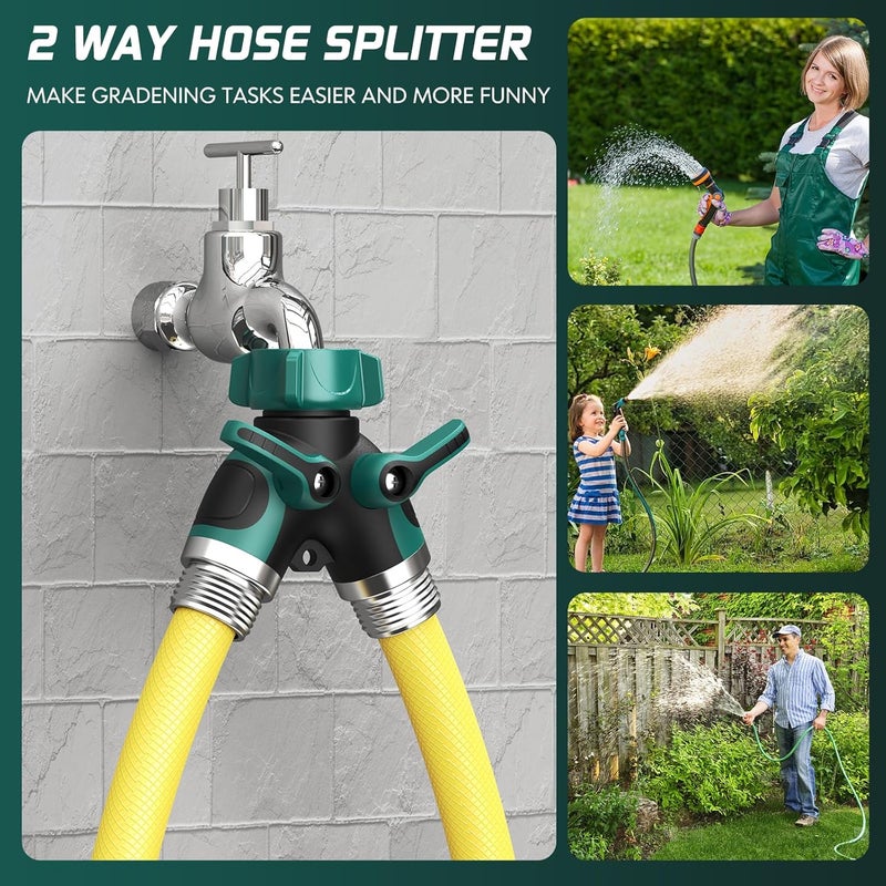 BKV 2 Way Garden Hose Splitter with Shut Off Valve,Water Spigot Splitter for 3/4" Hose Connector,Heavy Duty Metal Outdoor Faucet Splitter Y Connector for Garden Hose,with 3 Leakproof Washers & 1 tape - Image 4
